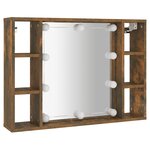 vidaXL Armoire à miroir avec LED Chêne fumé 76x15x55 cm