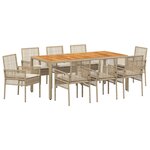 vidaXL Ensemble de salle à manger pour jardin 9 Pièces Beige Poly rotin