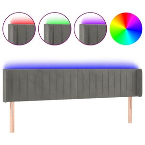vidaXL Tête de lit à LED Gris clair 163x16x78/88 cm Velours