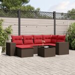 vidaXL Salon de jardin avec coussins 7 Pièces marron résine tressée