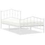 vidaXL Cadre de lit métal sans matelas et pied de lit blanc 100x200 cm