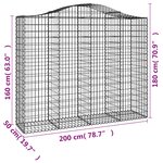 vidaXL Paniers à gabions arqués 4 Pièces 200x50x160/180 cm Fer galvanisé