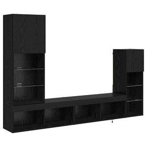 vidaXL Meubles TV muraux 4 Pièces Chêne noir Bois d'ingénierie