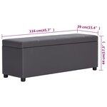 vidaXL Banc avec compartiment de rangement 116 cm Gris Similicuir