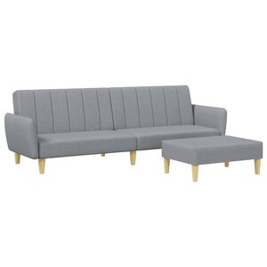 vidaXL Canapé-lit à 2 places avec repose-pied gris clair tissu