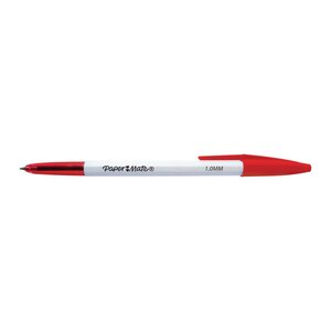 Stylo bille à capuchon pointe moyenne (1 mm) - Encre rouge - Boîte de 50 (paquet 50 unités)