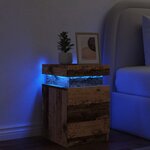 vidaXL Table de chevet et LED vieux bois 35x39x55 cm bois d'ingénierie