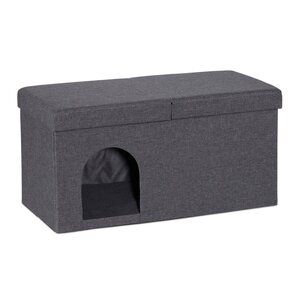 Banquette pliante moderne avec grotte intégrée pour animaux 95 x 45 x 40 cm en bois gris 13_0010880