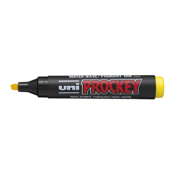 Marqueur PROCKEY PM126 pointe biseautée large 5 7mm Jaune UNI-BALL