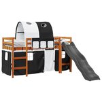 vidaXL Lit mezzanine enfants et tunnel blanc/noir 90x190 cm pin massif