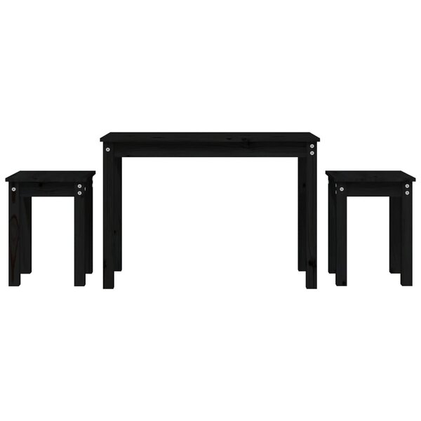 vidaXL Tables gigognes 3 Pièces Noir Bois de pin massif