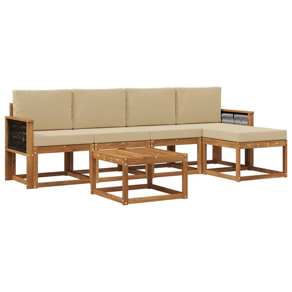vidaXL Ensemble de canapés d'extérieur 6 pc Naturel et Beige Polyester