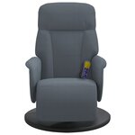 vidaXL Fauteuil inclinable de massage repose-pied gris foncé velours