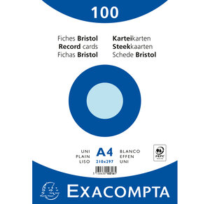Paquet de 100 Fiches bristol bleu 210x297 s/film NP EXACOMPTA