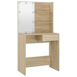 vidaXL Ensemble de coiffeuse avec LED Chêne Sonoma Bois d'ingénierie