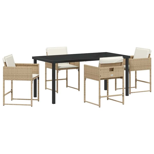 vidaXL Ensemble de salle à manger pour jardin 5 Pièces Beige polyrotin