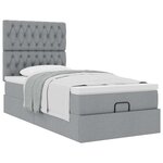 vidaXL Lit ottoman avec matelas gris clair 100x200 cm tissu
