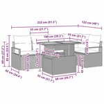 vidaXL Set de jardin 6 pièces avec coussins en poly rattan noir et acacia
