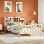 vidaXL Lit bibliothèque sans matelas 140x190 cm bois de pin massif