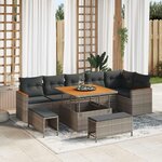 vidaXL Ensemble de canapé de jardin 9 Pièces Gris polyrotin
