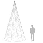 vidaXL Sapin de Noël sur mât de drapeau 1400 LED Blanc chaud 500 cm