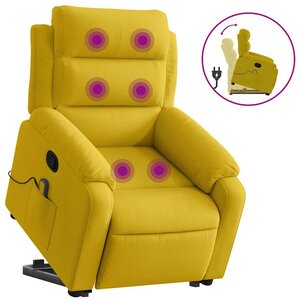 vidaXL Fauteuil de massage inclinable Jaune Velours