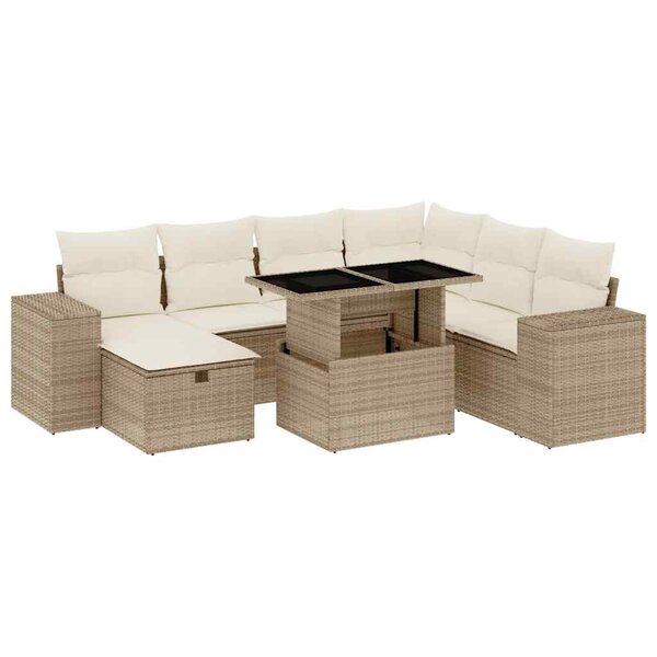 vidaXL Salon de jardin avec coussins 8 Pièces beige résine tressée