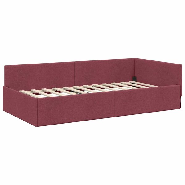 vidaXL Cadre de lit d'angle Rouge bordeaux 90 x 190 cm