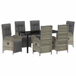vidaXL Ensemble de salle à manger pour jardin 7 Pièces Gris Poly rotin