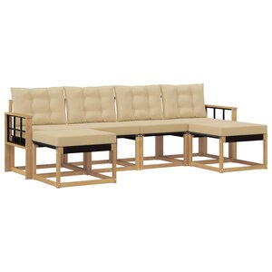 vidaXL Ensemble de canapés d'extérieur 6 Pièces Blanc et Beige
