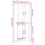 vidaXL Buffet haut Chêne fumé 69 5x34x180 cm Bois d'ingénierie