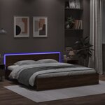 vidaXL Cadre de lit avec LED sans matelas chêne marron 180x200 cm