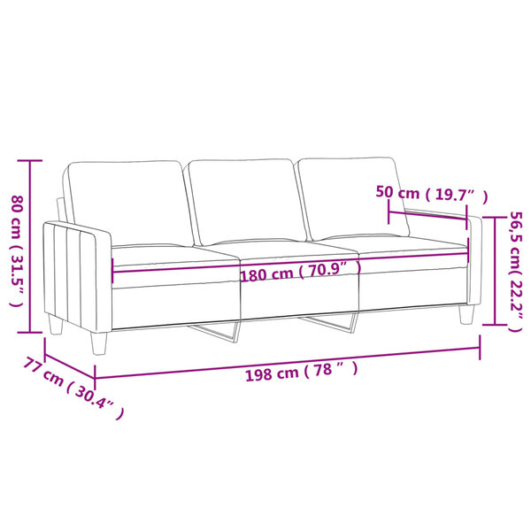 Canap 3 places avec oreillers dcoratifs rose 180 cm velours