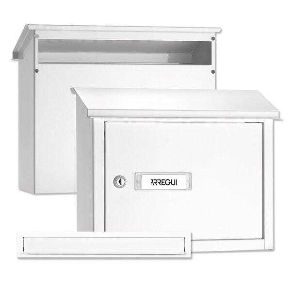 Pack Bouche d'entrée + Boîte aux lettre en acier V4081 Fente 32 5 x 3 cm Blanc