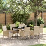 vidaXL Ensemble de salle à manger de jardin 7 pièces avec coussins en poly rattan beige