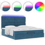 VidaXL Cadre de lit ottoman avec matelas bleu foncé 180x200 cm velours