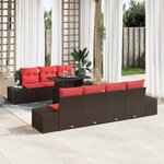 vidaXL Ensemble de Canapés 8 Pièces Marron et rouge polyrotin