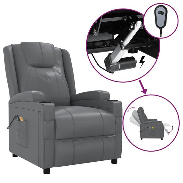 vidaXL Fauteuil de massage électrique Anthracite Similicuir