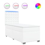 vidaXL Sommier à lattes de lit avec matelas Blanc 100x200cm Similicuir