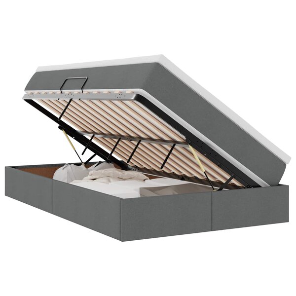 vidaXL Lit avec rangement et matelas Gris foncé 120 x 200 cm Polyester