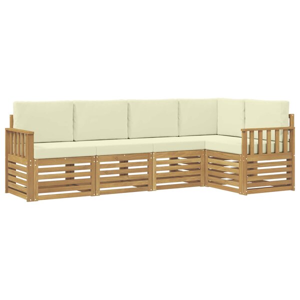 vidaXL Ensemble de canapés d'extérieur 5 pc Blanc et crème Polyester