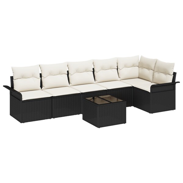 vidaXL Set de canapé de jardin 6 pièces avec coussins en polyrotin marron