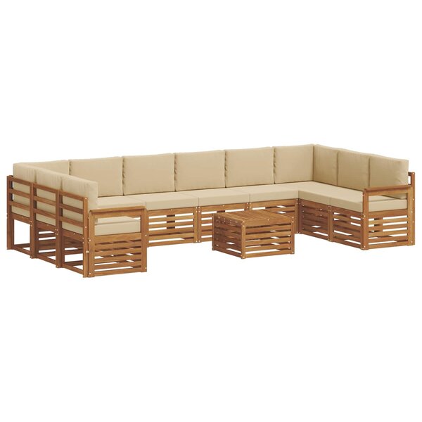 vidaXL Ensemble de canapés d'extérieur 11 Pièces Naturel et Beige