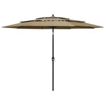 vidaXL Parasol de jardin à 3 niveaux avec mât en aluminium taupe 3 m