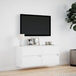 vidaXL Meuble TV mural avec lumières LED blanc 100x31x45 cm