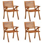 vidaXL Chaises de jardin avec coussins lot de 4 Bois de teck solide
