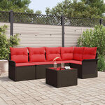 vidaXL Ensemble de canapé de jardin 6 Pièces Marron Poly rotin