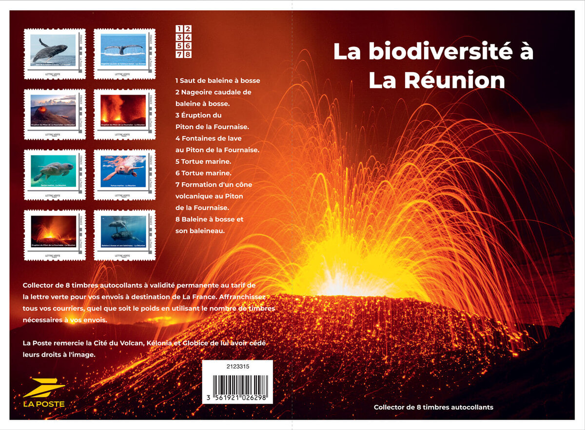 Collector 8 timbres - La biodiversité à La Réunion - Lettre Verte - La