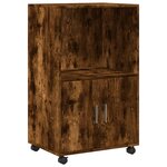 vidaXL Armoire à roulettes chêne fumé 55x40x91 cm bois d'ingénierie