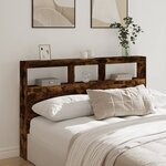 vidaXL Armoire tête de lit avec LED chêne fumé 160x17x102 cm